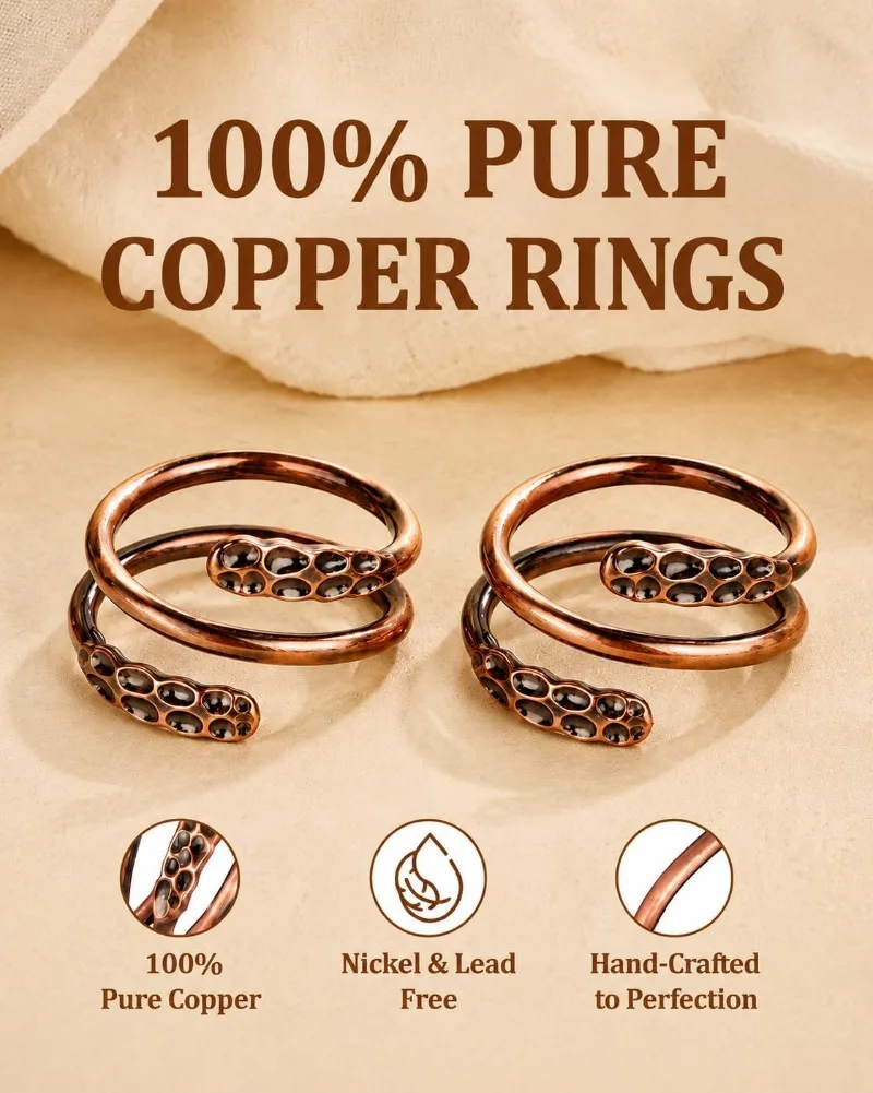 1/2pcs-Pure-Copper-Rings-for-Women-&-Men-Solid-Raw-Copper-Uncoated-Handmade-Adjustable-Open-End-Tibetan-Style-Rings