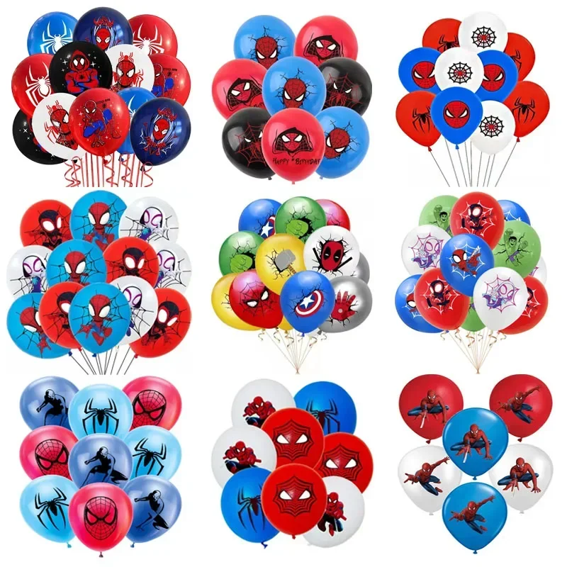 10/18 аниме герой Человек-паук тематические воздушные шары детские украшения для дня рождения 12-дюймовый набор латексных шаров, детский подарок 10/18 аниме герой Человек-паук тематические воздушные шары детские украшения для дня рождения 12-дюймовый набор латексных шаров, детский подарок