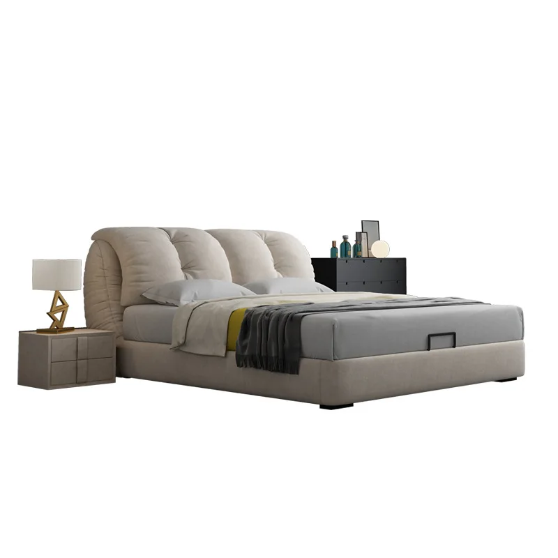 

Роскошная кожаная кровать с обивкой, наборы для спальни в отеле, односпальная кровать размера «queen-size», мебель для комнаты, современный домашний каркас, деревянные кровати