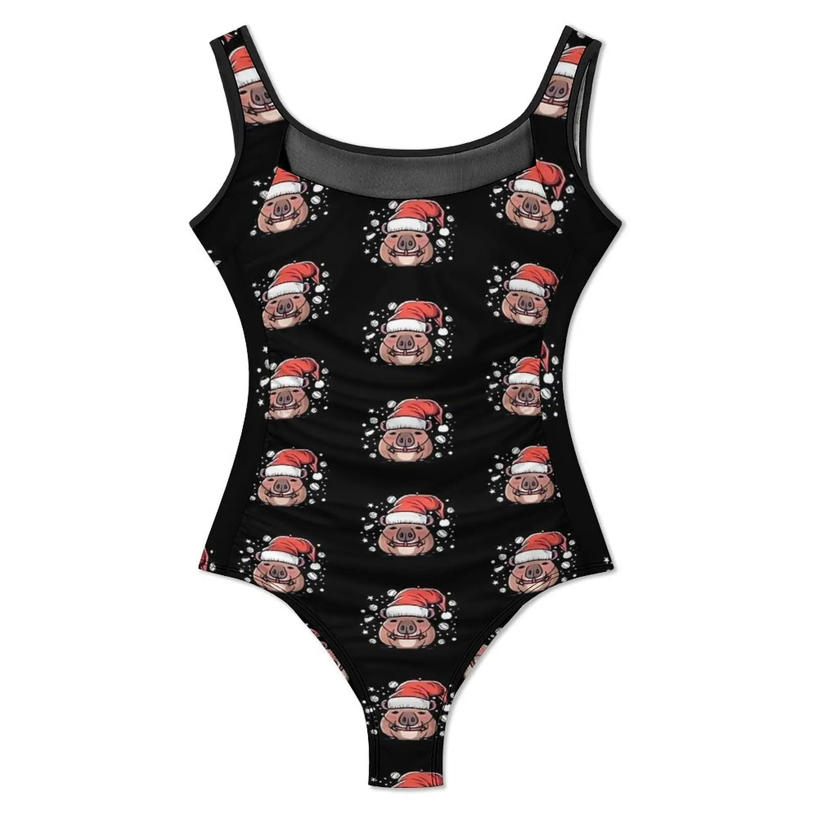 Capybara Christmas in A Santa Claus Hat Swimsuit  Push Up Swimwear One Piece Beach Bathing Suits Bodysuit Beach Wear Plus Size