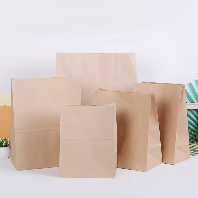 10pc Large Kraft Paper Bag Vegetables Shopping Bag Candy Package Lunch Bag Grocery Cookie Bread Bucket Bag Biscuit Bags