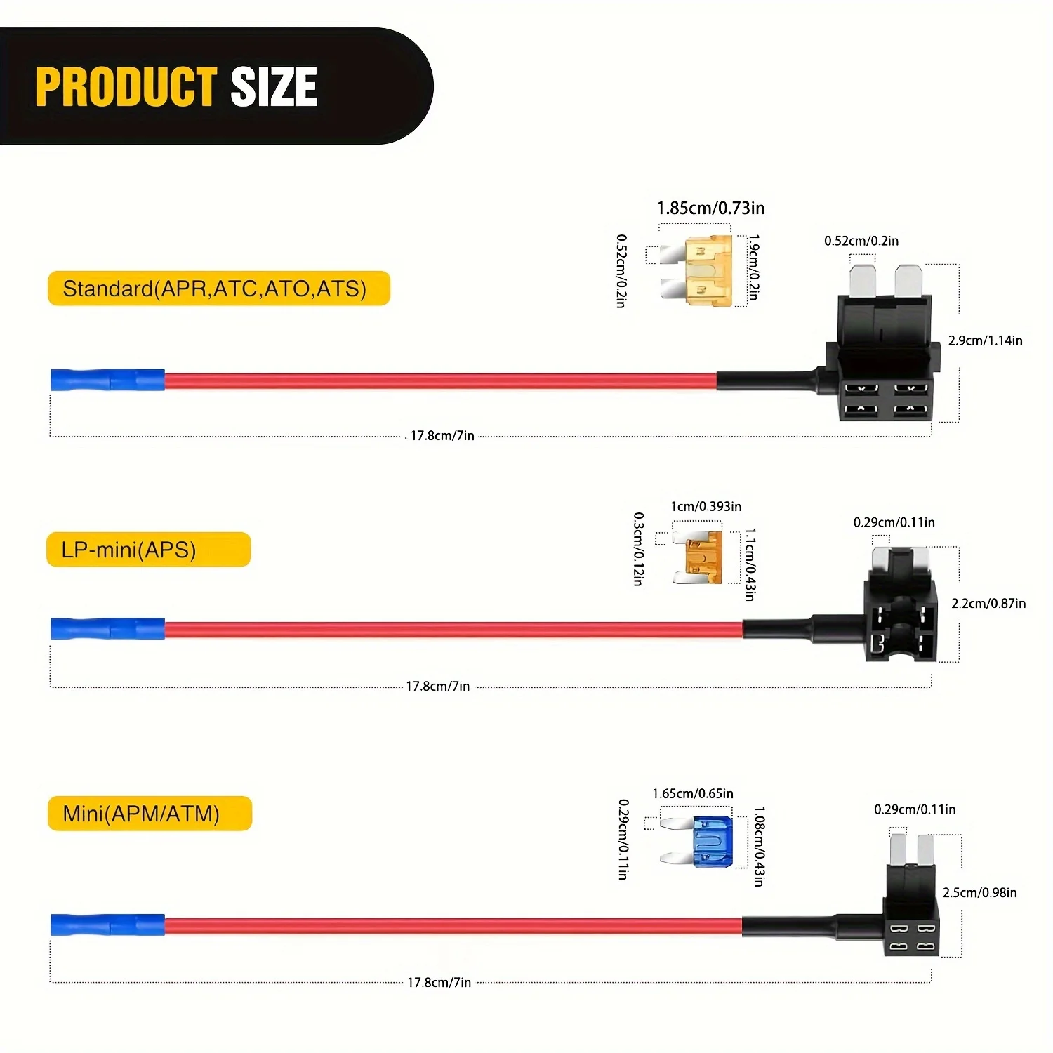 10PCS Automotive Fuse Tap Adapter Set PP Material Uncharged Power Add-A-Circuit Holder Extension with 10 Connectors for Vehicle