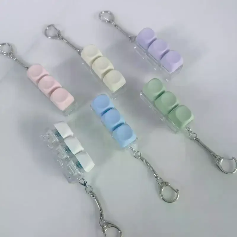 LED Button Keycap  Keychain Macaron Colors 4 Keys Keyboard Decompression Toys DIY Keyboard Keychain Toys For To Relief