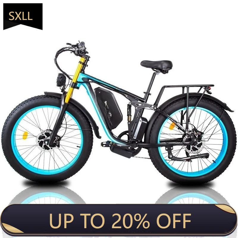 

Электровелосипед SXLL с 26-дюймовыми широкими шинами, двумя бесщеточными двигателями, батареей 48V 23AH, 7-скоростной трансмиссией, электрический горный велосипед, сертифицированный UL2.