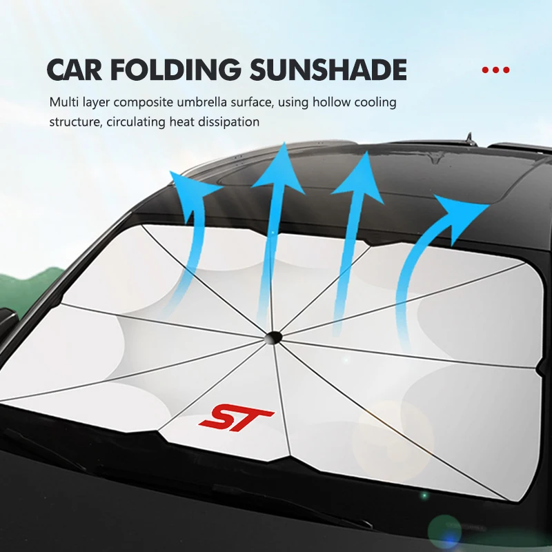 

Car Front Windshield Sunshade Umbrella Uv Protection Folding Shading For Ford ST Racing RS S Mustang Kuga Fiesta Fusion Mondeo
