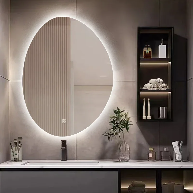 Bathroom Irregular Led Lighted Makeup Mirror Multifunction Wall Hanging Modern Funky Mirror Vanity Spiegels Home Decorations