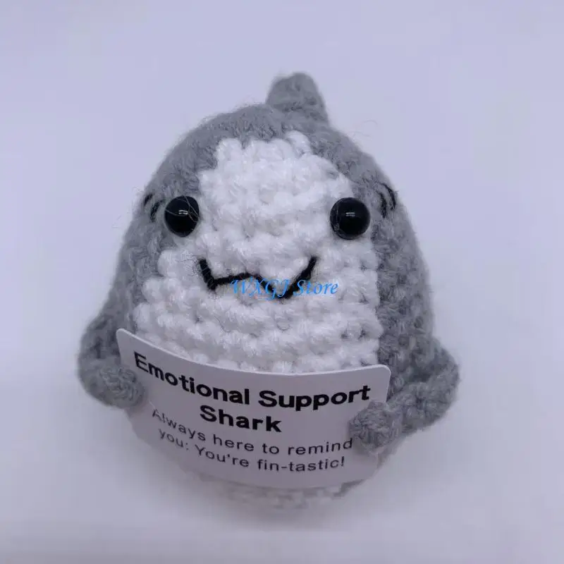 

37JE Easy Install Handmade Shark Plush Crochet Hanging Charm Ornament for Automotive Home Office Soft Yarn Decoration Item
