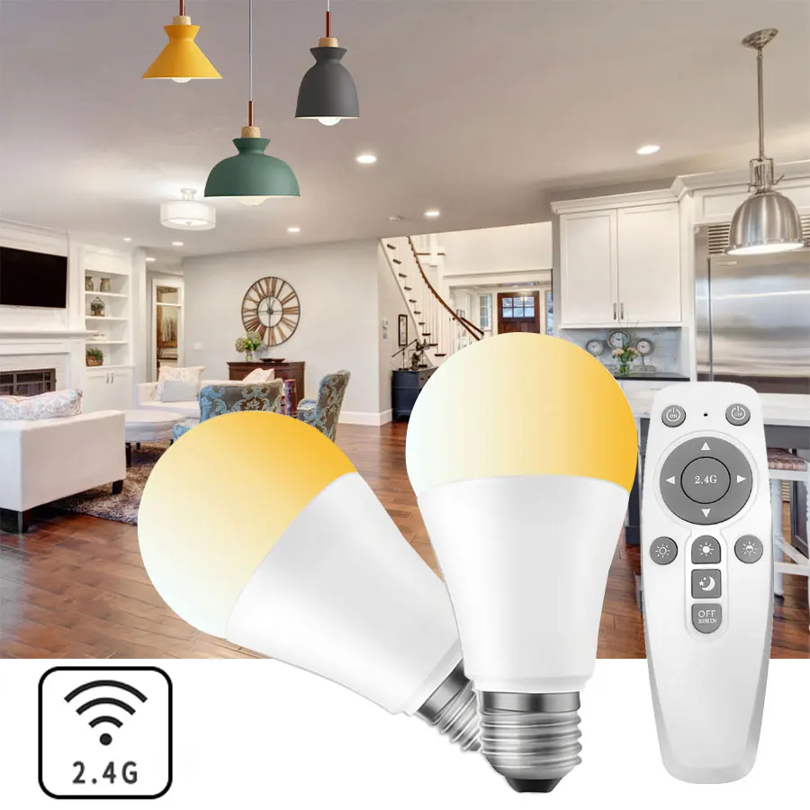 RF 2.4G Remote Control LED Bulb AC 86-265V E27 12W 3 Colors Temperature Lamp 2700-6500K Dimmable Timing Function Energy Saving