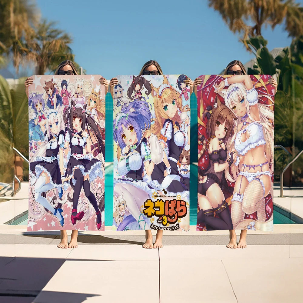 

Anime Nekopara Microfiber Blanket Quick Drying Beach Towels Oversized Printing Super Absorbent Pool Towel Blanket