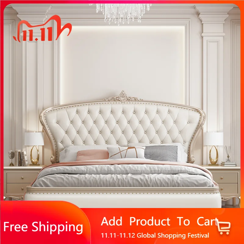 

Простой роскошный современный каркас двуспальной кровати, постмодернистская довольно американская кровать из цельного дерева, эстетичная мебель для салона Muebles
