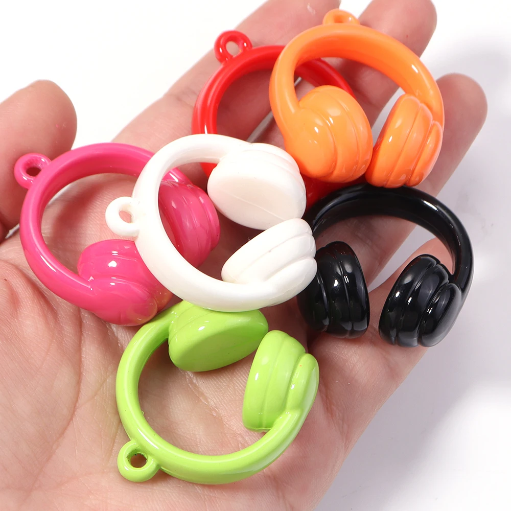 5pcs/lot Colorful Earphones Acrylic Beads Loose Spacer Beads For Jewelry Making DIY Keychain Handbag Pendant Accessories view 5