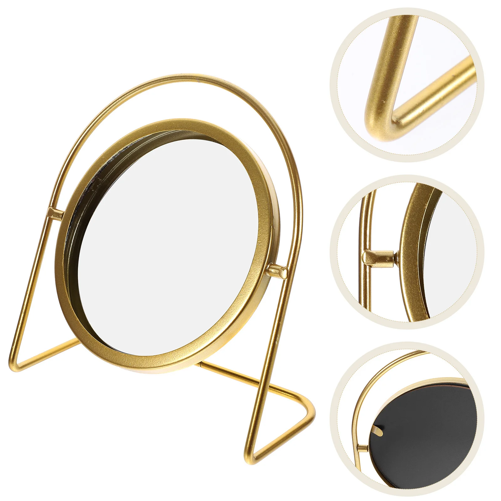 

Glass Metal Aesthetic Makeup Mirror Desktop Stable Base Clear Reflection Portable Small Desk Vanity Mirror Makeup Tool