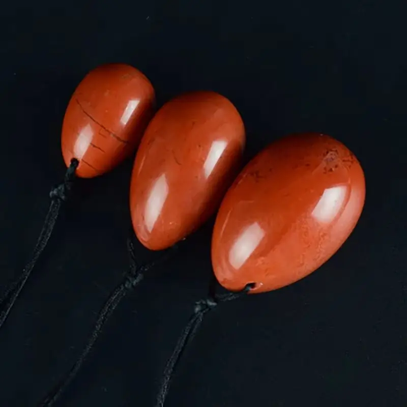 

Dropshipping Red Jasper Yoni Egg Set Massage Wand Natural Gemstone Women Kegel Exerciser Drilled Jade Eggs Crystal Sphere