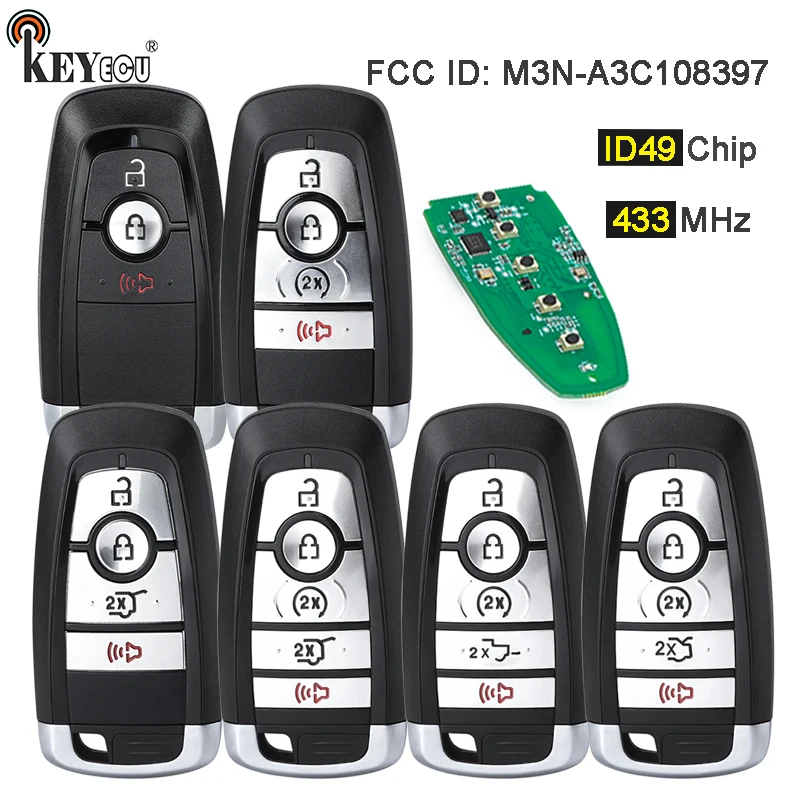 

KEYECU 433MHz ID49 Chip M3N-A3C108397 Smart Remote Key Fob For Ford Expedition Next Gen Everest Raptor MK5 Taurus Mustang 2023+