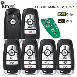 KEYECU 433MHz ID49 Chip M3N-A3C108397 Smart Remote Key Fob per Ford Expedition Next Gen Everest Raptor MK5 Taurus Mustang 2023 +