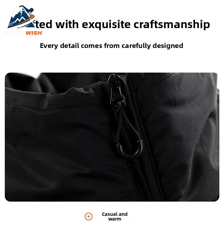 MONEYWISH ลงเสื้อ 2025 สีทึบผ้าฝ้ายหนา Anti Cold WARM STAND COLLAR Coat กลางแจ้งฤดูหนาว Workwear Down Coat