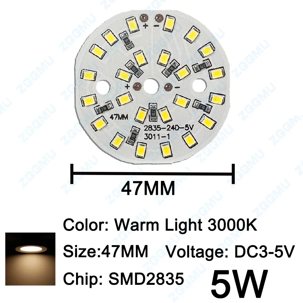 Painel de lâmpada led redondo dc5v, painel de lâmpada led de alumínio redondo com destaque branco quente 3w 5w 10w smd5730 smd2835 com 10 peças