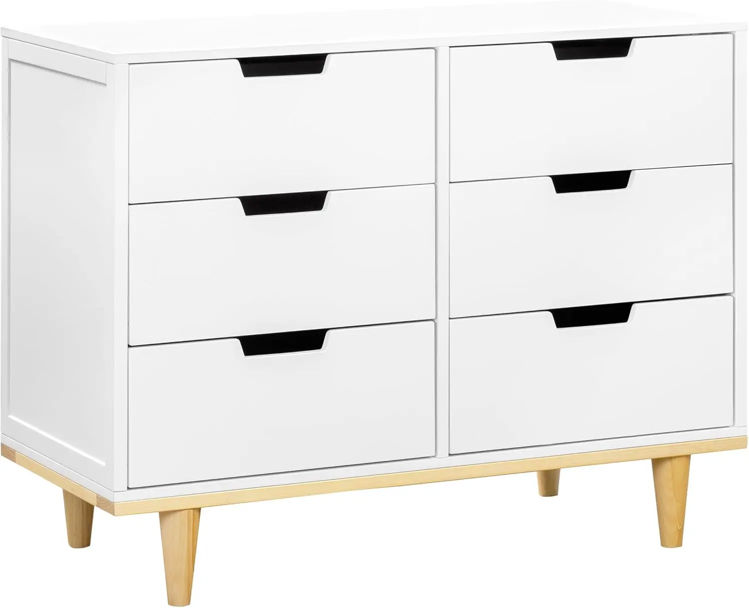 Commode double Marley 6-MELDouble, finition blanche et pieds naturels