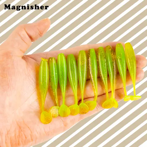 Magnisher 20pcs/bag Soft Baits Lures 4.5cm/5.5cm T-tail Quality Silicone Fishing Lures Soft Plastic Paddle Tail Swimbait