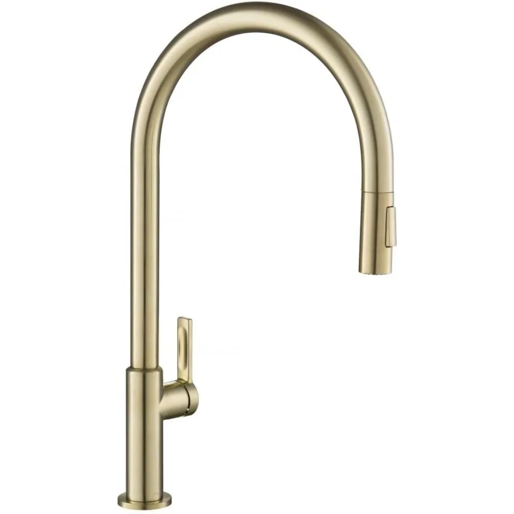 High-Arc Single Handle Pull-Down Kitchen Faucet in Spot Free Antique Champagne Bronze,‎3.5"D x 12.5"W x 20.38"H