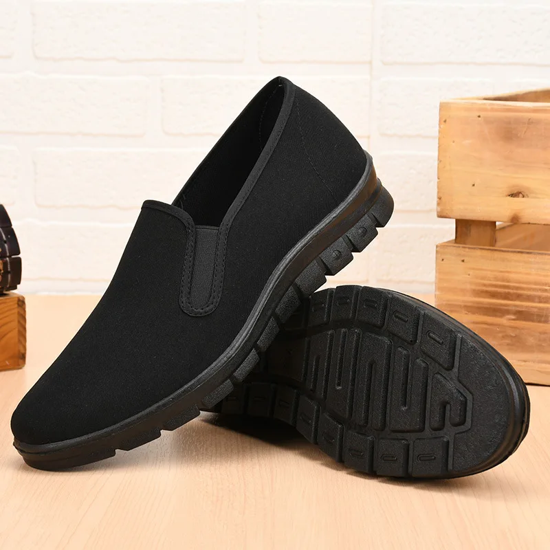 Beijing Style Men's Breathable Cloth Shoes Black Work Shoes Thick Bottom Anti-Slip Summer Comfortable Casual Shoes