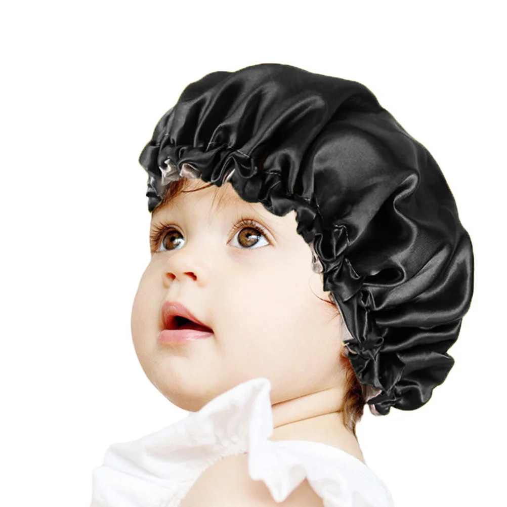 Double Layer Satin Sleep Cap Elastic Adjustable Hair Bonnet For Night Use Washing Shower Sleeping For