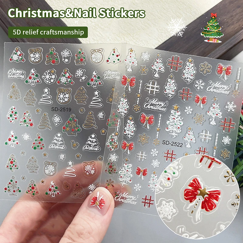 

1 Sheet Relief Christmas Nail Art Sticker Christmas Tree Elk Snowflakes Nail Art Stickers Xmas Manicure Decals