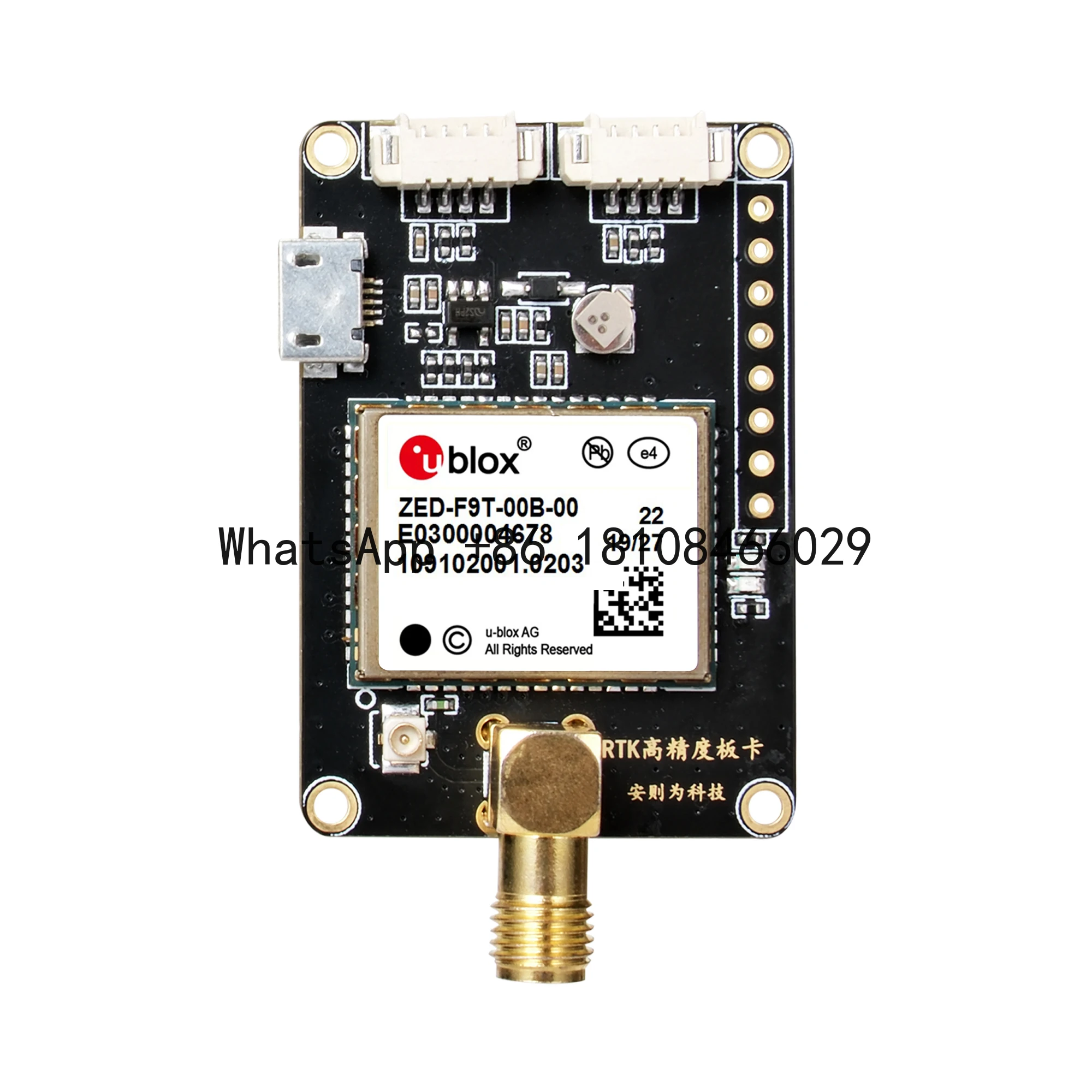 Placa de desenvolvimento ZED-F9T RTK GNSS/GPS de alta precisão com conectores SM A e USB para posicionamento