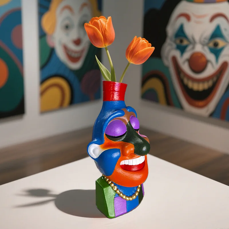 

Abstract face vase flower simulation flower arrangement home decoration container ornament