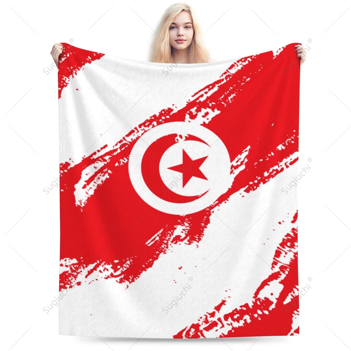 

Blanket Tunisia Flag Color Flannel Multifunction Camping Sofa Cover Keep Warm