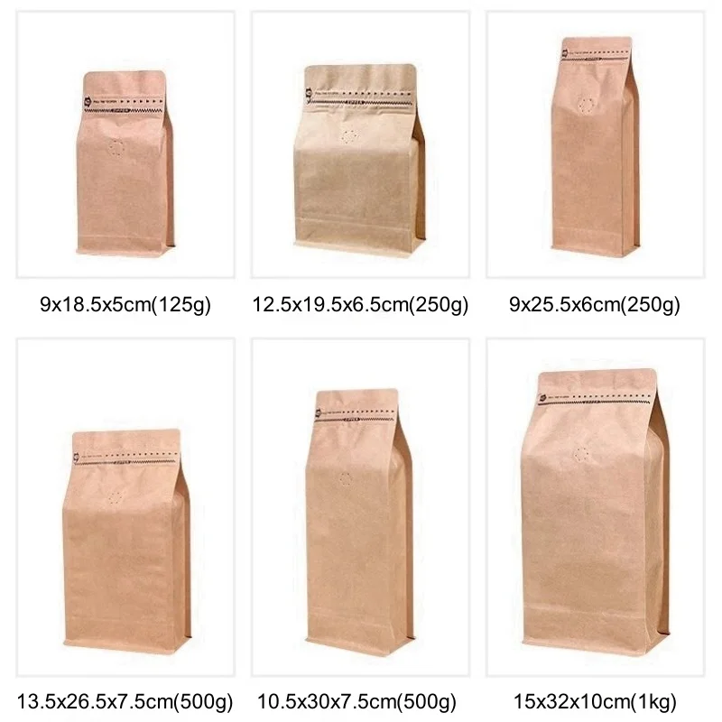 StoBag 20pcs sacchetto di imballaggio in chicchi di caffè in carta Kraft bianca con valvola sigillata per alimenti in polvere bustine ermetiche per