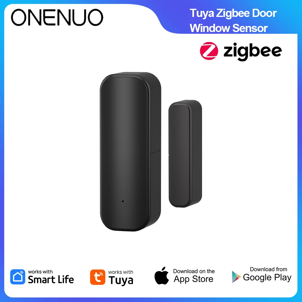 

Tuya Zigbee Window Door Sensor Smart Home Security Alarm System APP Remote Alarm Voice Control Black/White