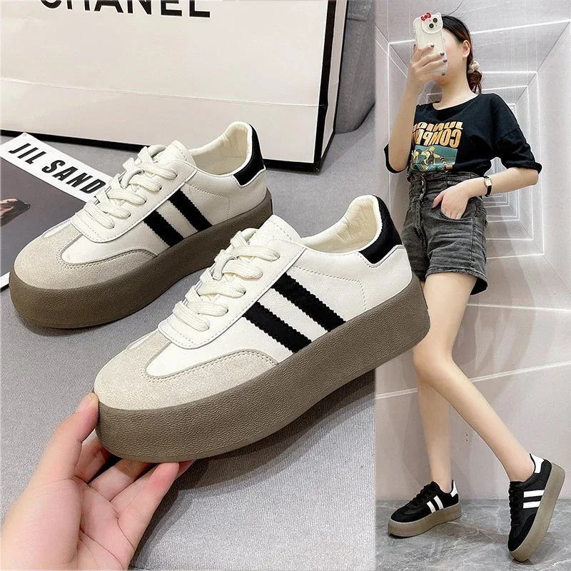 Ladies Platforn Shoes Spring Fashion Casual Shoes Outdoor Lace Up Sneakers for Women Comfortable Versatile Women\'s Sport Shoes