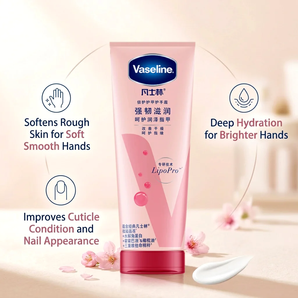 Vaseline Hand & Lip Care Set 100ml Nail Care Hand Cream +3.5g Avocado Lip Balm Dry Skin Repair Christmas Skincare Gift