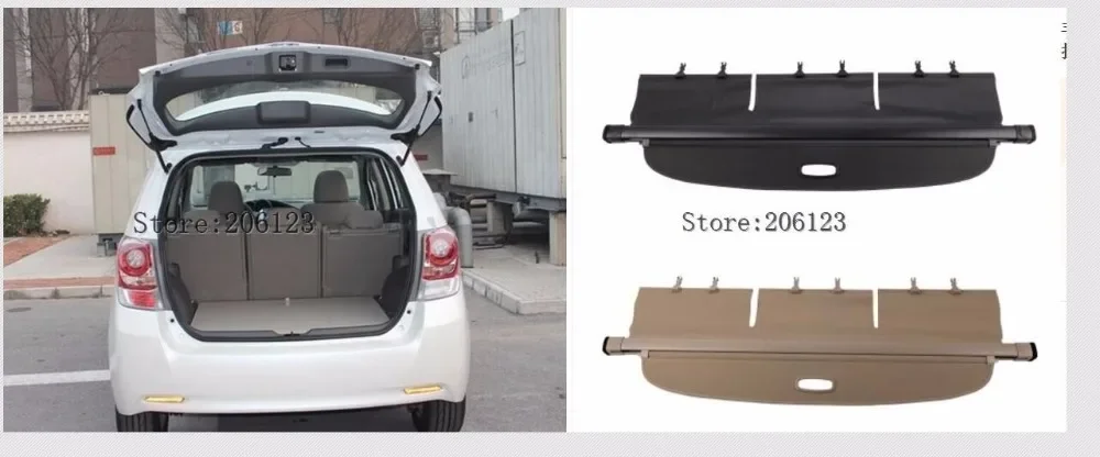 Car Rear Trunk Security Shield Shade Cargo Cover For  Toyota verso EZ 2009 2010 2011 2012 2013 2014 2015 (Black, beige)