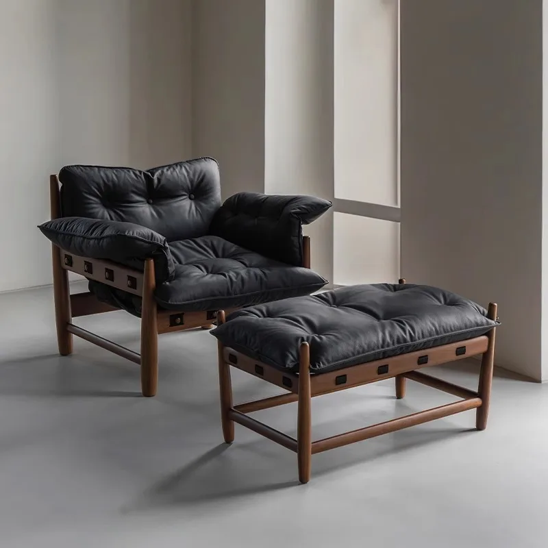Classic solid wood armchair single sofa chair soft bag retro
