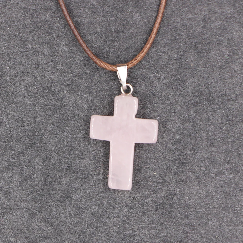 30pcs Natural Stone Cross Pendants Colorful Diy Necklace Accessories Jewelry Making Ethnic Punk Charms Spacers Beads Focal