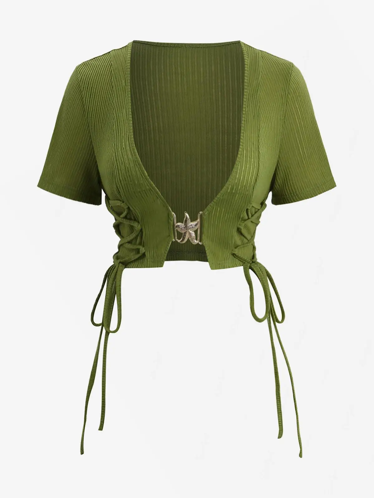 طقم فستان صيفي نسائي من ROSEGAL مقاس كبير مزين بالزهور برباط علوي مضلع وكشكشة مطبوع عليه أوراق شجر فستان كامي وصل حديثًا #3