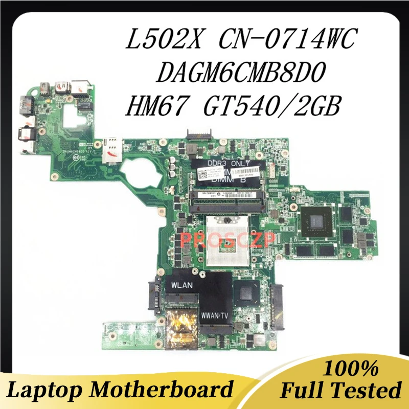 

CN-0714WC 0714WC 714WC High Quality Mainboard FOR DELL XPS L502X Laptop Motherboard With DAGM6CMB8D0 HM67 GT540/2GB 100% Tested