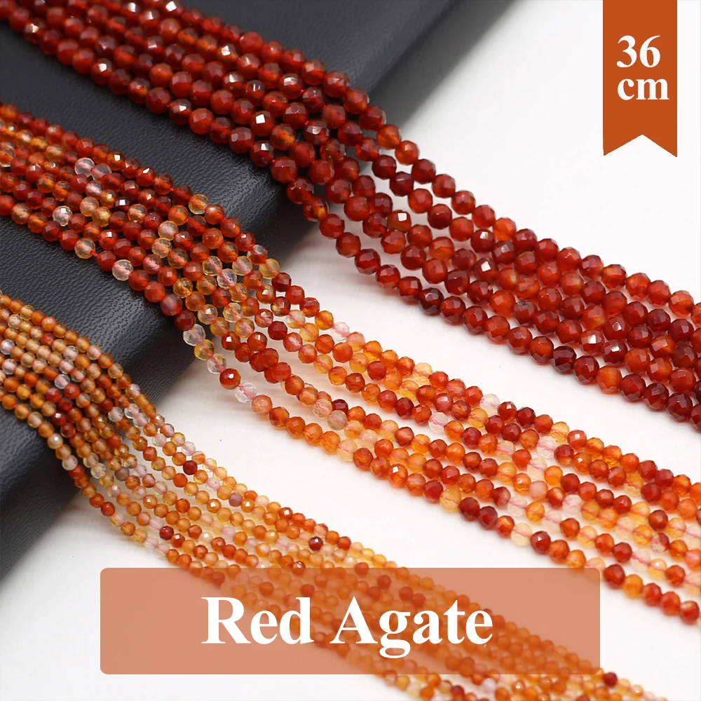 

Faceted Natural Red Agate Beads Round Natural Stone Loose Beaded for Making DIY Jewelry Bracelet Necklace Accessorie 2mm 3mm 4mm