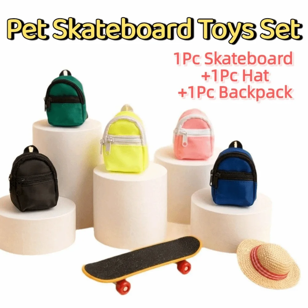 Creative Pet Skateboard Toys Set Funny Interactive Lizard Mini Scooter Rotary Wheel with Backpack Parrot Skateboard Exercise