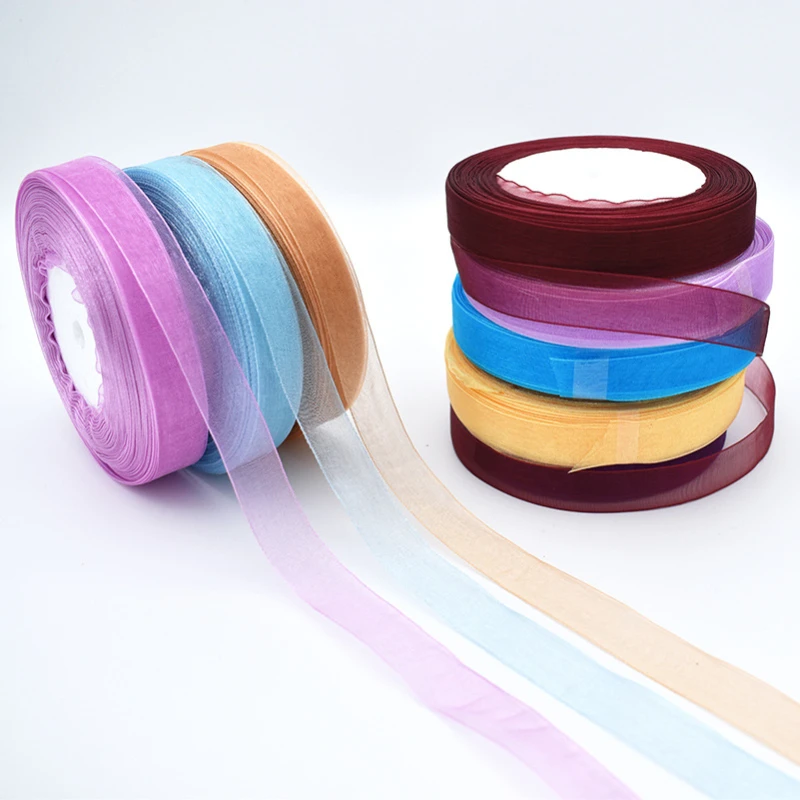 50 Yards 10mm Organza Ribbon for Handmade Bow Craft Wedding Christmas Decoration DIY Card Gift Wrapping