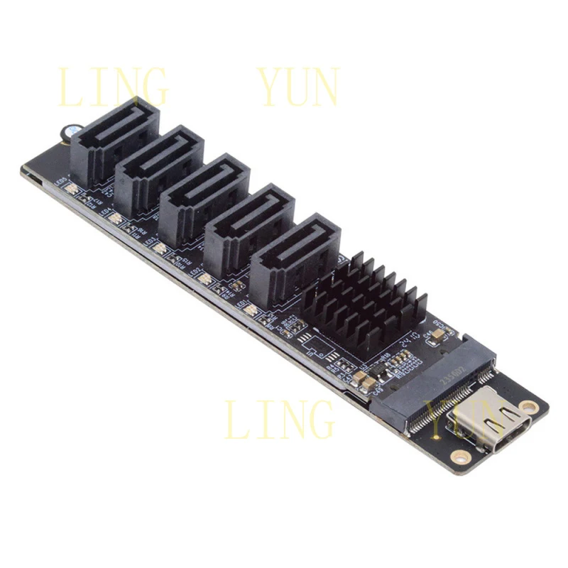 Z  CY USB-C 10Gbps to NGFF Key B+M SATA 6Gbps 5 Ports Adapter PM Port Multiplier