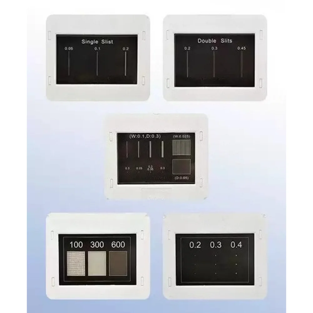 5Pcs Single Double Slit Interference Diffraction Grating Optical Experiment Kit for Physics Teaching Demonstration Instrument
