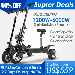 Starting from USD559, Fast Eelectric Scooter with Seat 31.5-49MPH, 48V-72V, 1200W-6000W E-Scooter Adults All Terrain Off Road