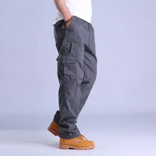 Pantalones de trabajo tipo cargo para hombre, pantalones tácticos de senderismo Ripstop con múltiples bolsillos, pantalones de cintura elástica, corredores de algodón