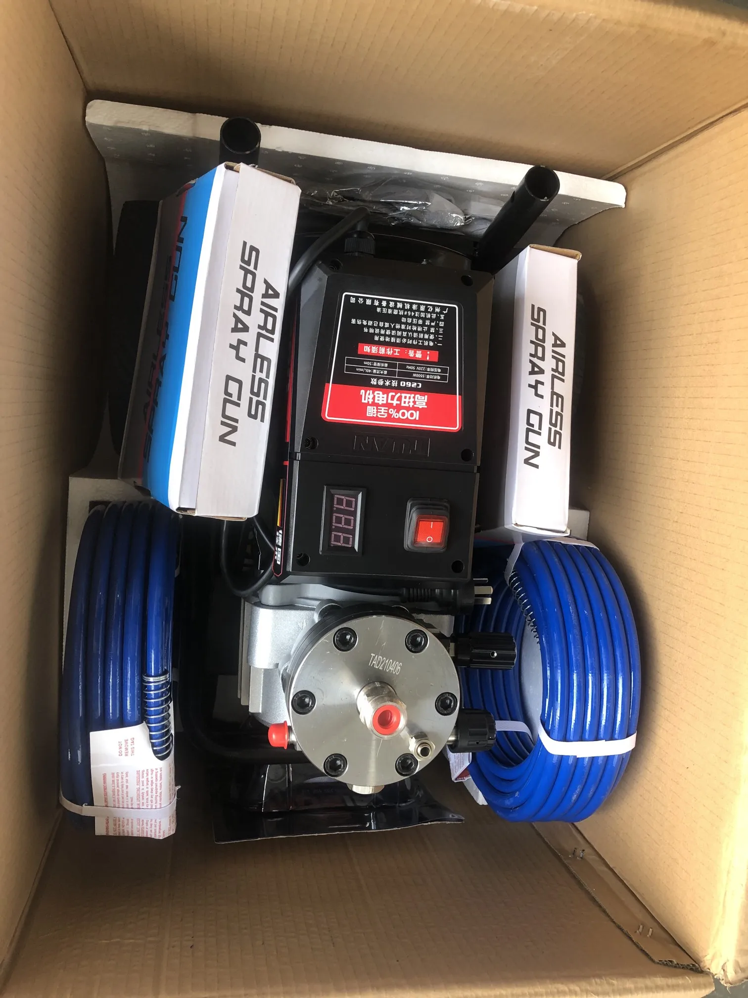 5500 واط 45L ارتفاع ضغط 3000psi البخاخ الرش اللاتكس الطلاء ، آلة طلاء الرش مضخة الفولاذ المقاوم للصدأ 10 متر خرطوم بندقية رذاذ #6