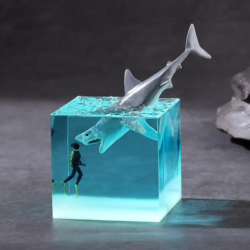 Micro landscape ocean whale night light tide play birthday gift home desktop living room resin ornament
