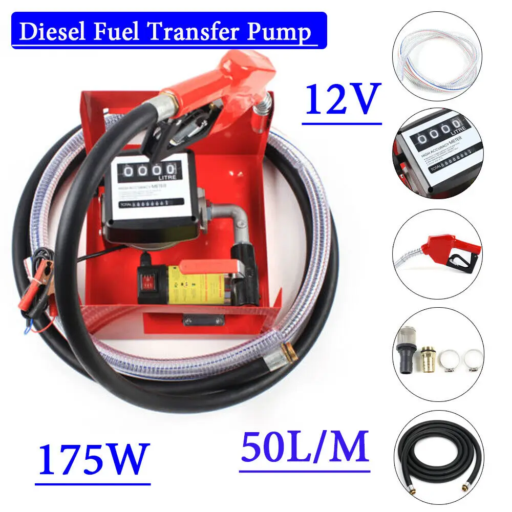 Electric Diesel Transfer Pump Self-priming Extractor Fuel Oil Pump Automatic Pistole 45L/min 12V 175W 2800 U/min