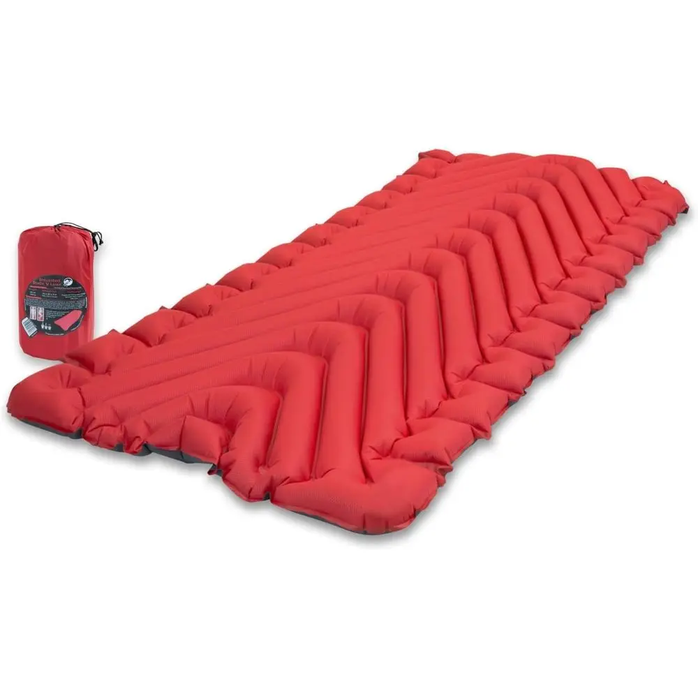

Red Lightweight Insulated Air Mattress for Camping, Hiking, and Backpacking in Cold Weather